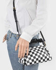 Checker Board Printed Crinkle Handle Swing Bag