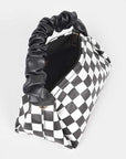 Checker Board Printed Crinkle Handle Swing Bag