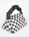 Checker Board Printed Crinkle Handle Swing Bag