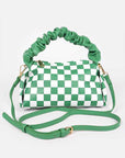 Checker Board Printed Crinkle Handle Swing Bag