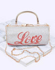 LOVE Rhinestone Convertible Box Clutch