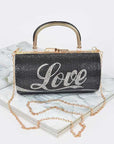 LOVE Rhinestone Convertible Box Clutch