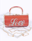 LOVE Rhinestone Convertible Box Clutch