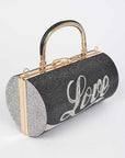 LOVE Rhinestone Convertible Box Clutch