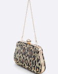 Leopard Print Sequins Convertible Box Clutch