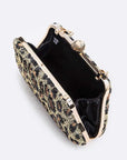 Leopard Print Sequins Convertible Box Clutch