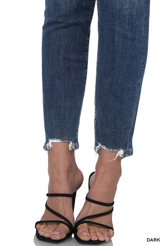 Zenana Distressed Hem Ankle Skinny