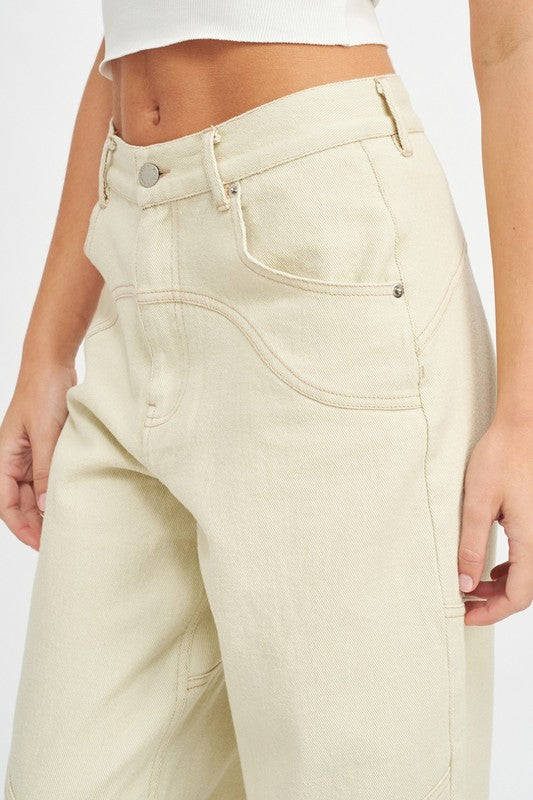 Emory Park Contrasted Stitch Detail Wide Pants