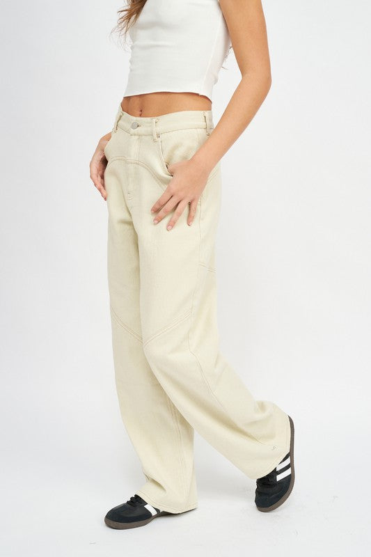 Emory Park Contrasted Stitch Detail Wide Pants