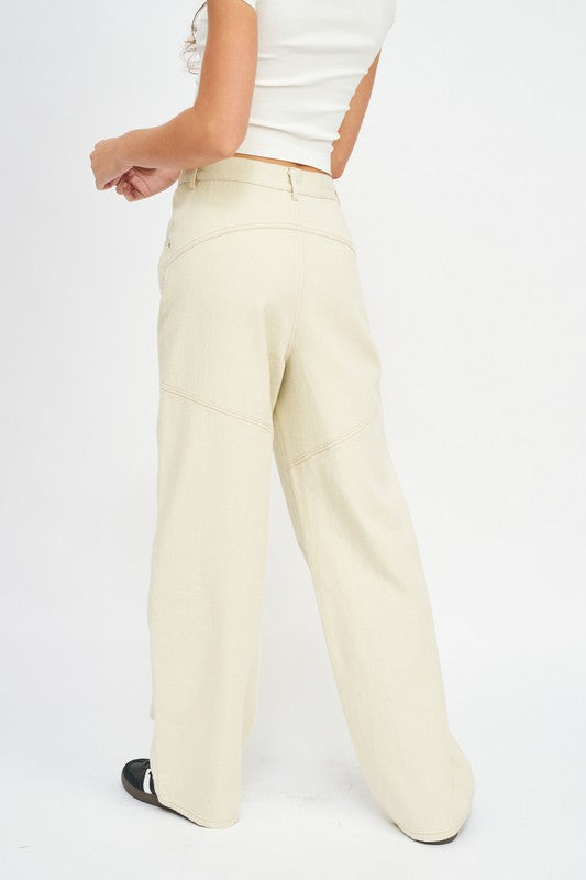 Emory Park Contrasted Stitch Detail Wide Pants