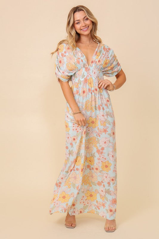 Floral Print Summer Maxi Sundress - Online Only