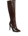 Indulgent High Heeled Croc Calf Boots