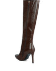 Indulgent High Heeled Croc Calf Boots