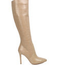 Indulgent High Heeled Croc Calf Boots