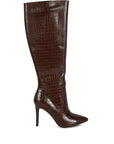 Indulgent High Heeled Croc Calf Boots