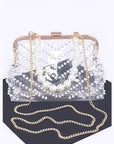 Pearl Studs Handle Cleared Transparent Clutch