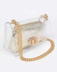 2 In 1 Metallic Pouch Clear Shoulder Bag