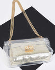 2 In 1 Metallic Pouch Clear Shoulder Bag