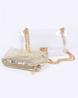 2 In 1 Metallic Pouch Clear Shoulder Bag