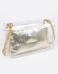 2 In 1 Metallic Pouch Clear Shoulder Bag