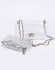 2 In 1 Metallic Pouch Clear Shoulder Bag