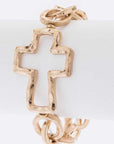 Hammer Cross Charm Stretch Chain Bracelet