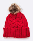 Faux Fur Raised Knit Beanie