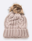 Faux Fur Raised Knit Beanie