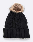 Faux Fur Raised Knit Beanie