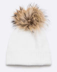 Large Natural Fur Pom Soft Beanie