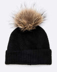 Large Natural Fur Pom Soft Beanie