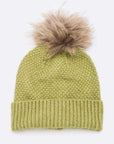 Large Natural Fur Pom Soft Beanie