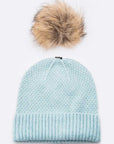 Large Natural Fur Pom Soft Beanie