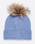 Large Natural Fur Pom Soft Beanie