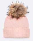 Large Natural Fur Pom Soft Beanie