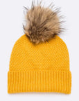 Large Natural Fur Pom Soft Beanie