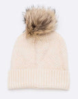 Large Natural Fur Pom Soft Beanie