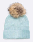 Large Natural Fur Pom Soft Beanie