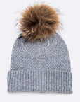 Large Natural Fur Pom Soft Beanie