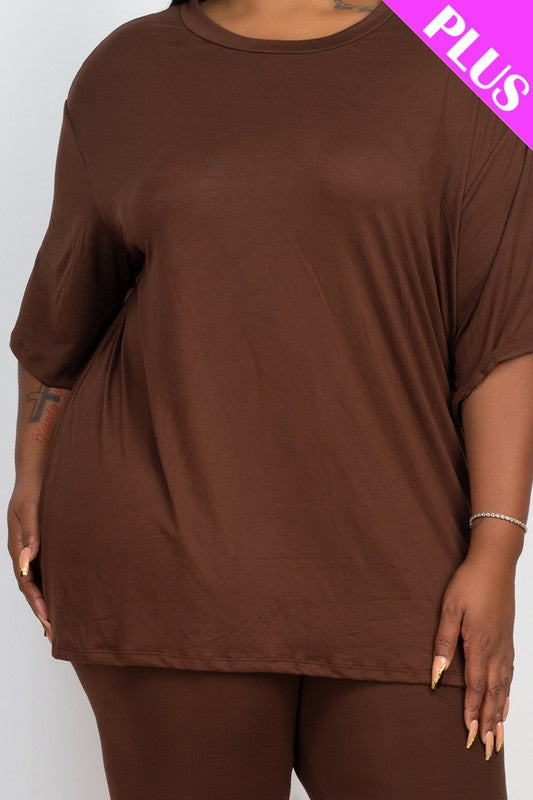 Plus Size Loose Fit Top T-shirt & Biker Shorts Set