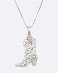 Cubic Zirconia Cowboy Boot Pendant Necklace