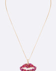 Cubic Zirconia Kiss Lips Pendant Necklace