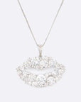 Cubic Zirconia Kiss Lips Pendant Necklace