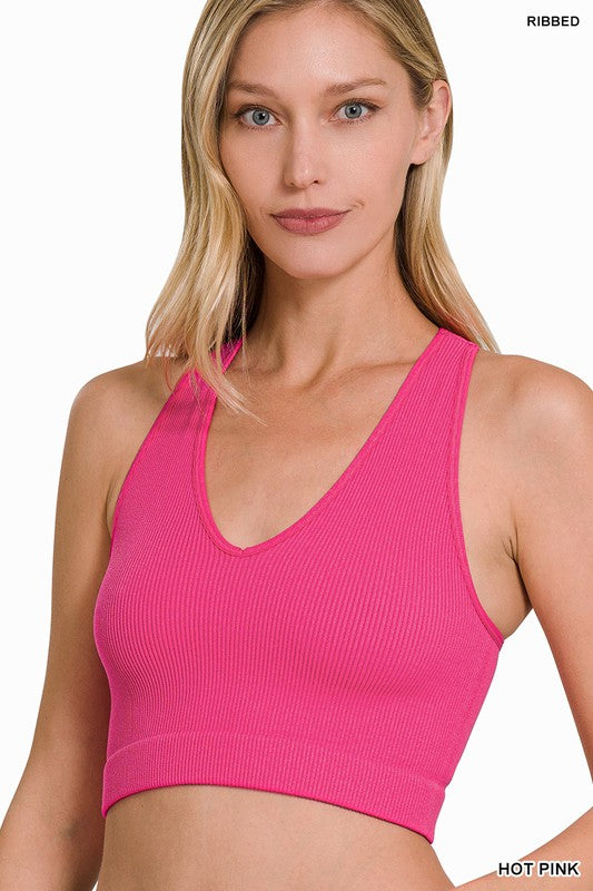 Zenana Ribbed Cropped Racerback Tank - Online Only