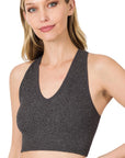 Zenana Ribbed Cropped Racerback Tank - My Pampered Life Seattle