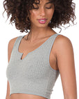 Zenana Ribbed Seamless Split Neck Crop Top - My Pampered Life Seattle