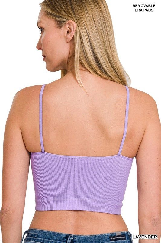 Zenana Ribbed Seamless Cropped Cami with Bra Pads - Online Only