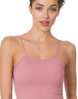 Zenana Ribbed Seamless Cropped Cami with Bra Pads - Online Only