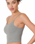 Zenana Ribbed Seamless Cropped Cami with Bra Pads - Online Only