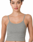 Zenana Ribbed Seamless Cropped Cami with Bra Pads - Online Only